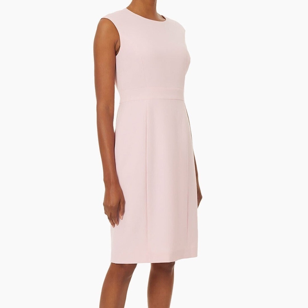 Kasper Banded Waist Stretch Pink Crepe Sheath Dress Size 14 NWT